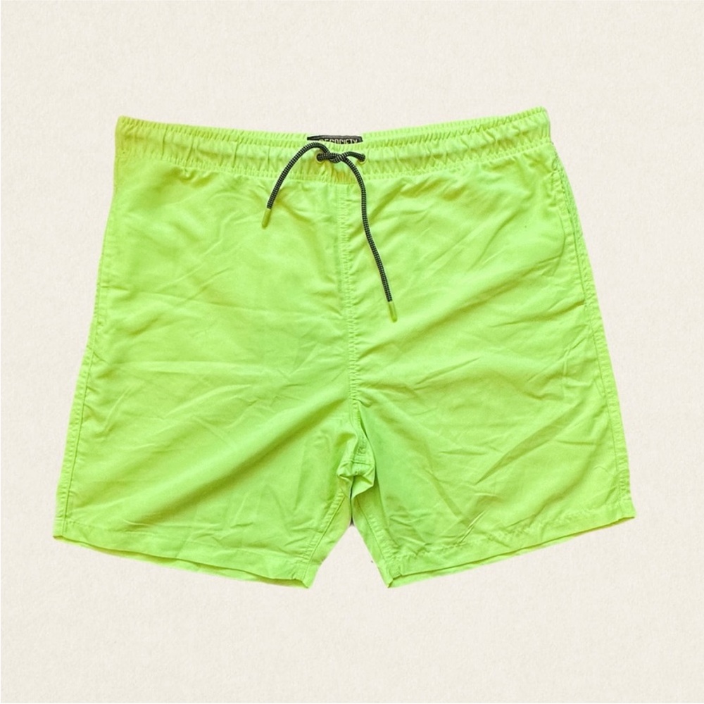 Surf Society Swimwear Yellow Swim Trunks.
